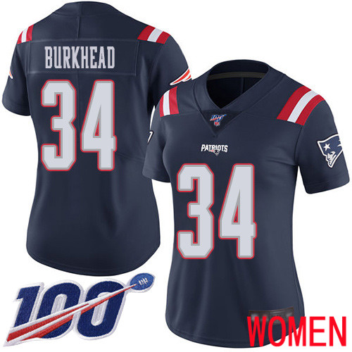 New England Patriots Football #34 100th Season Limited Navy Blue Women Rex Burkhead NFL Jersey->youth nfl jersey->Youth Jersey